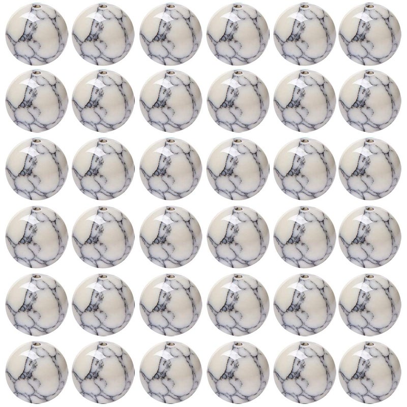 Cmidy Natural Stone Beads 100pcs 8mm White Howlite Round Genuine Real Stone Beading Loose Gemstone Hole Size 1mm DIY Charm Smooth Beads for Bracelet Necklace Earrings Jewelry Making (White Howlite, 8mm) - Image 1